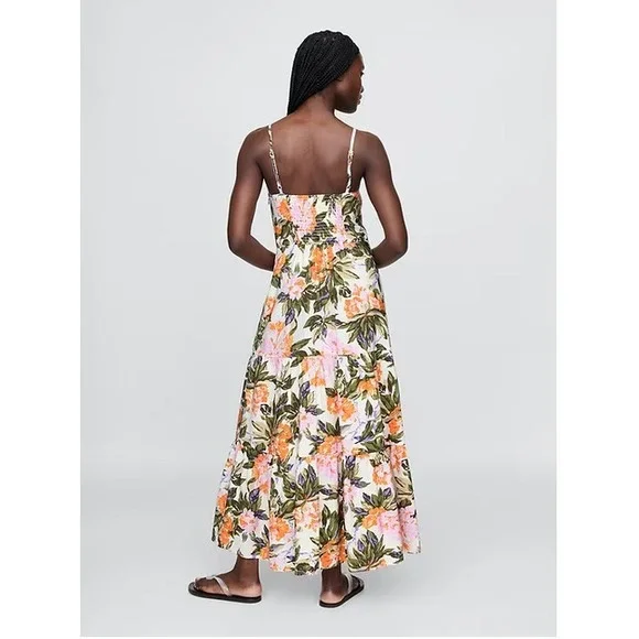 GAP Women's Size Large Tie Front Tiered Maxi Dress Floral Print MSRP $128 NWT - Picture 2 of 4